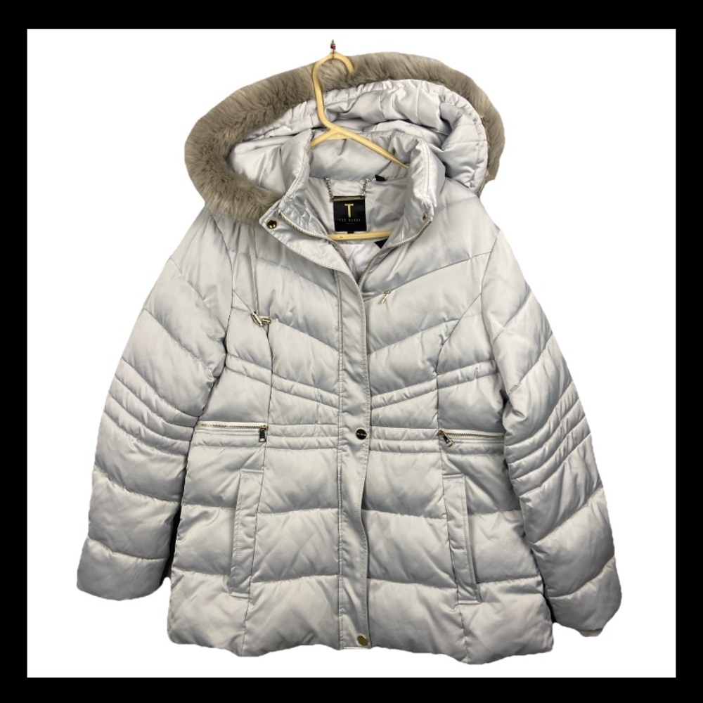 Ted Baker Maliiva Coat Women’s Size US 12 / UK 16 (Ted Baker Size 5) Puffer Fur